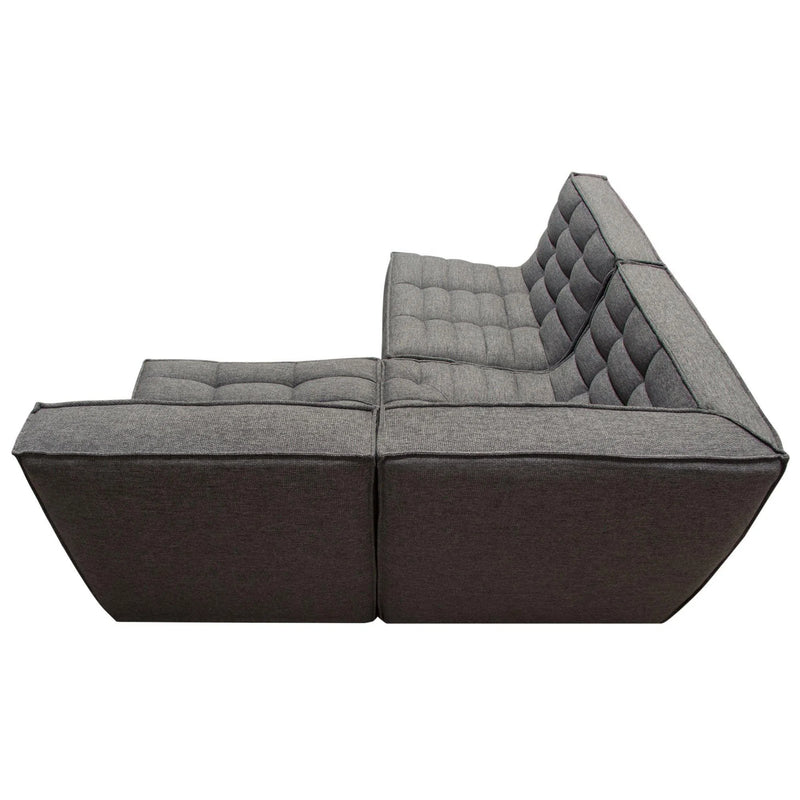 3PC Corner Modular Sectional Scooped Seat in Grey Fabric Modular Sofas LOOMLAN By Diamond Sofa