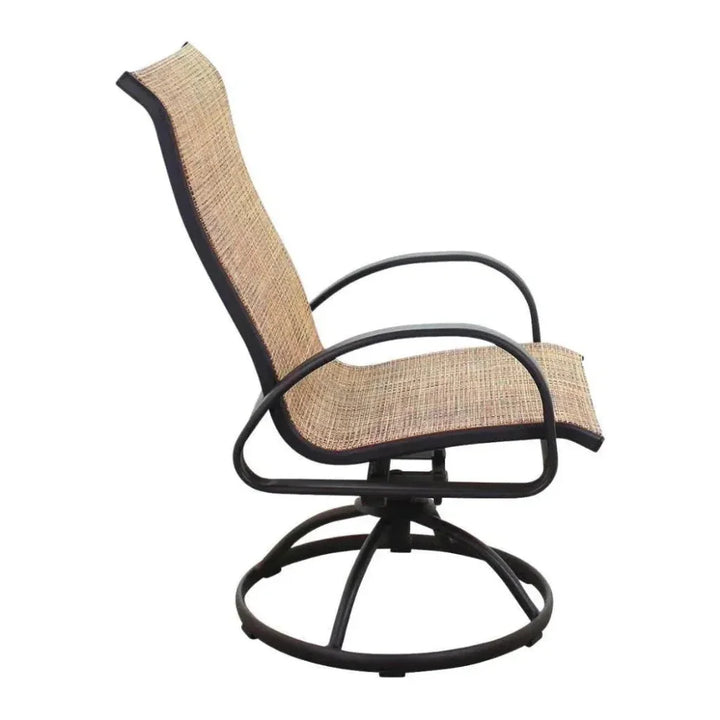 3PC Earth Brown Outdoor Bistro Set for 2 Swivel Chairs-Outdoor Bistro Sets-LOOMLAN-LOOMLAN