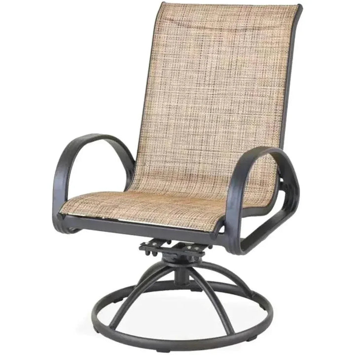 3PC Earth Brown Outdoor Bistro Set for 2 Swivel Chairs-Outdoor Bistro Sets-LOOMLAN-LOOMLAN