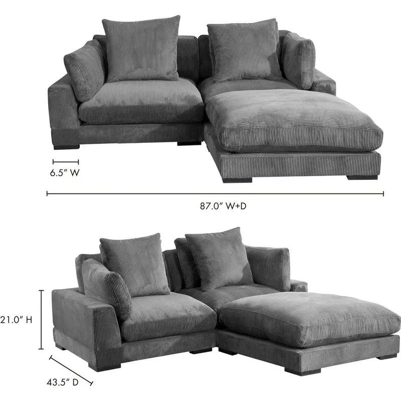 3PC Grey Reversible Modular Sofa