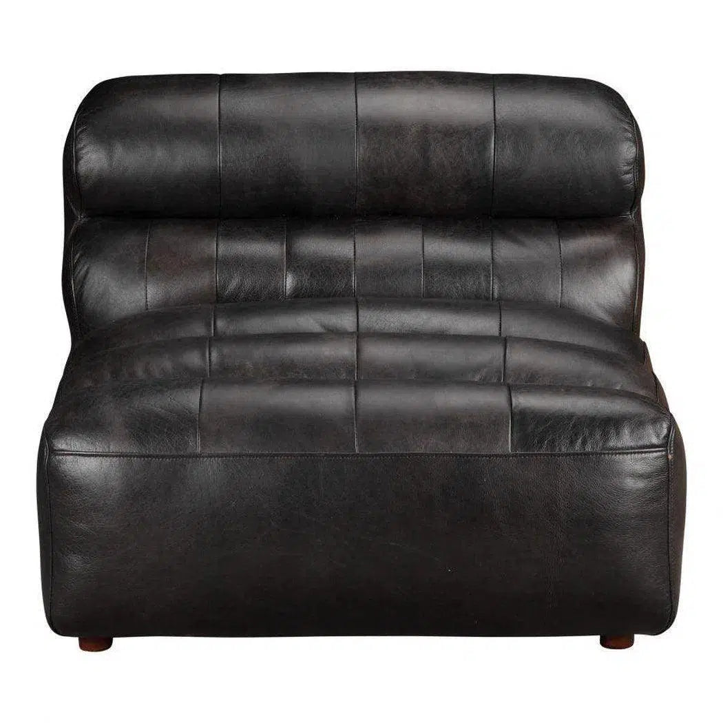 3PC Set Black Leather Reversible Modular Sofa