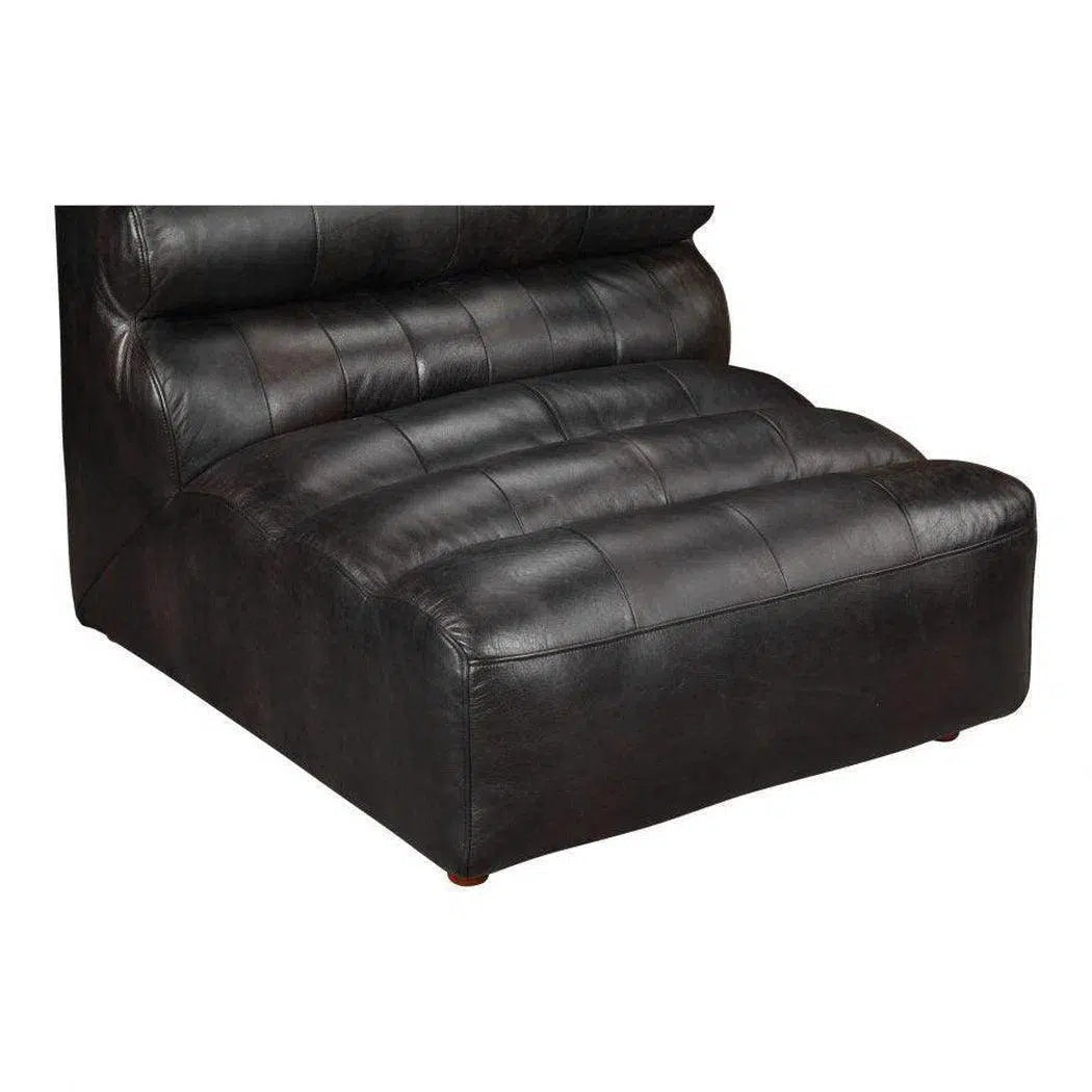 3PC Set Black Leather Reversible Modular Sofa