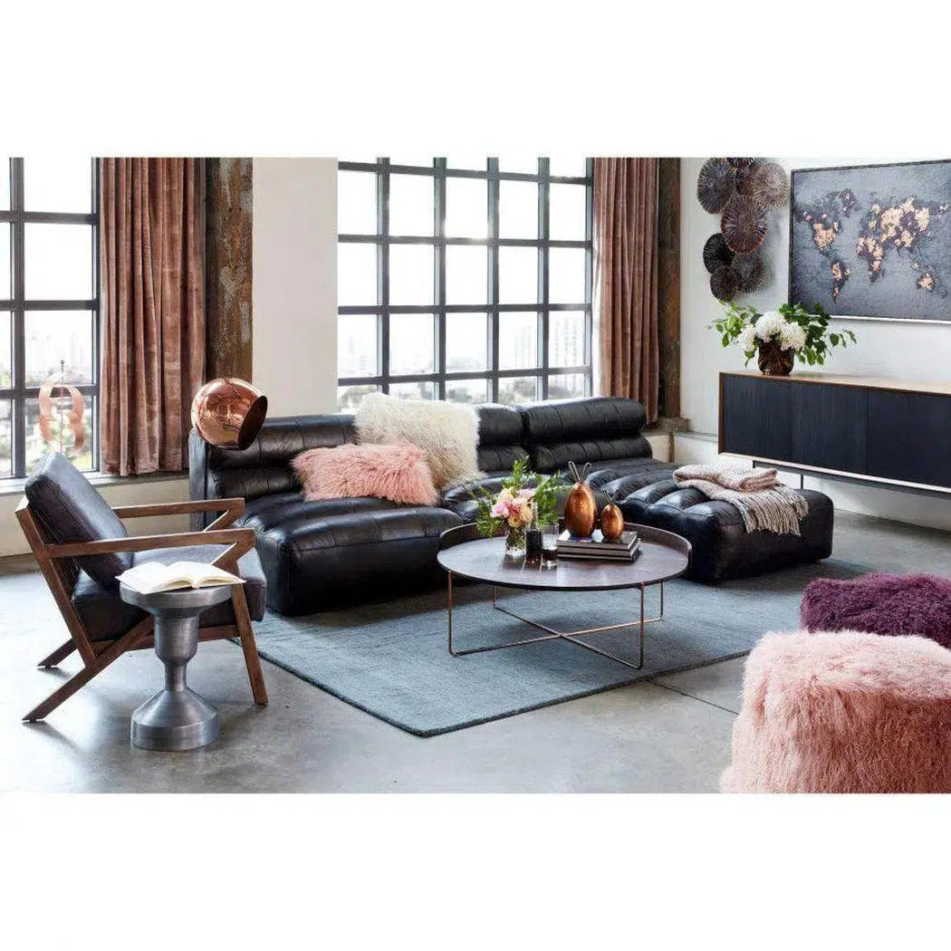 3PC Set Black Leather Reversible Modular Sofa