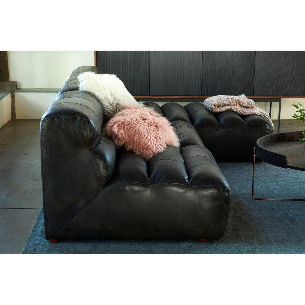 3PC Set Black Leather Reversible Modular Sofa