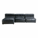 3PC Set Black Leather Reversible Modular Sofa