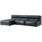 3PC Set Black Leather Reversible Modular Sofa