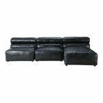 3PC Set Black Leather Reversible Modular Sofa