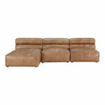 3PC Set Tan Leather Reversible Modular Sofa