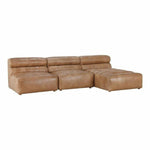 3PC Set Tan Leather Reversible Modular Sofa