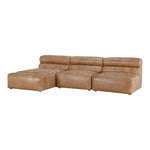 3PC Set Tan Leather Reversible Modular Sofa