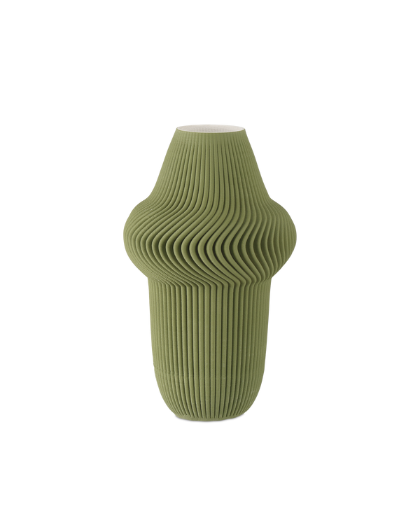 10 in. Plisse Porcelain Green Vase