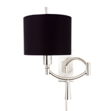 Ra II Nickel Swing Arm Wall Sconce-Wall Sconces-Wildwood-Black-LOOMLAN