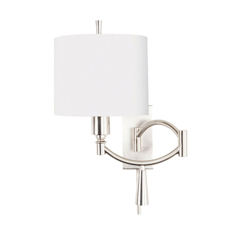 Ra II Nickel Swing Arm Wall Sconce-Wall Sconces-Wildwood-White-LOOMLAN