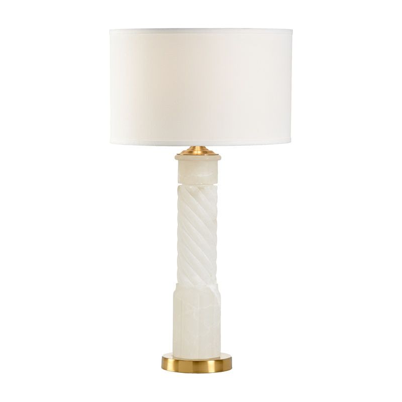 Roman Spiraled Column Alabaster Table Lamp