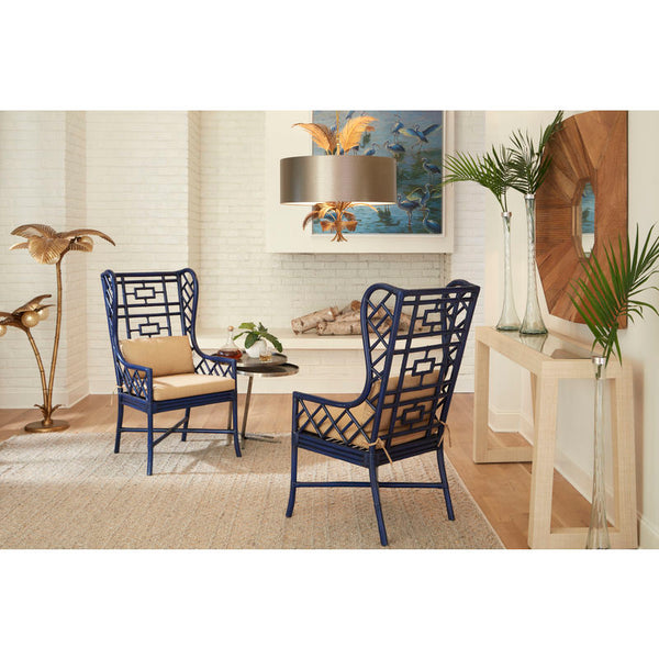 Gwyneth Rattan Frame Comfortable Wing Chair-Club Chairs-Wildwood-LOOMLAN