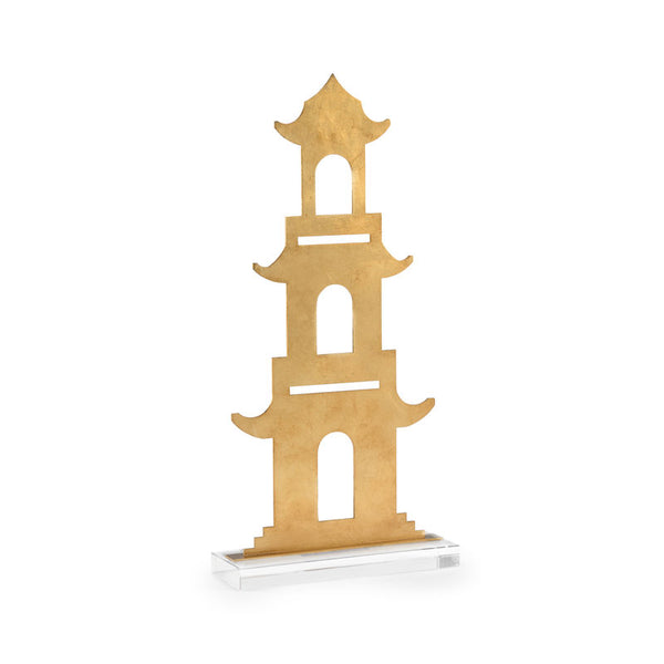 Pagoda 3 Gold Antique Charm Candleholder