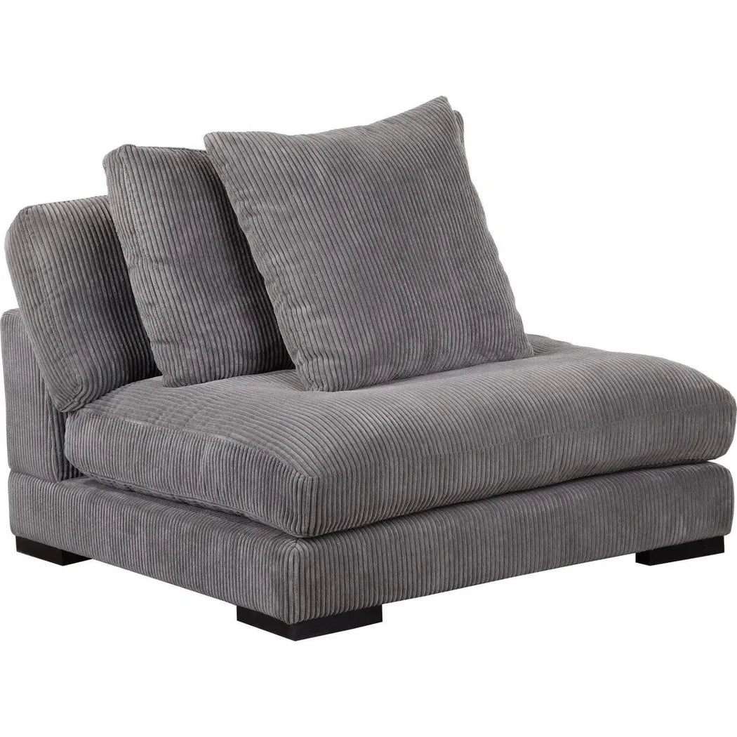 4 PC Grey Corduroy Reversible Modular Sofa