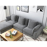 4 PC Grey Corduroy Reversible Modular Sofa