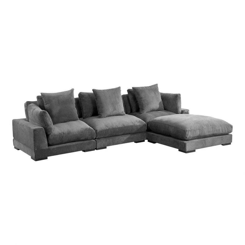 4 PC Grey Corduroy Reversible Modular Sofa