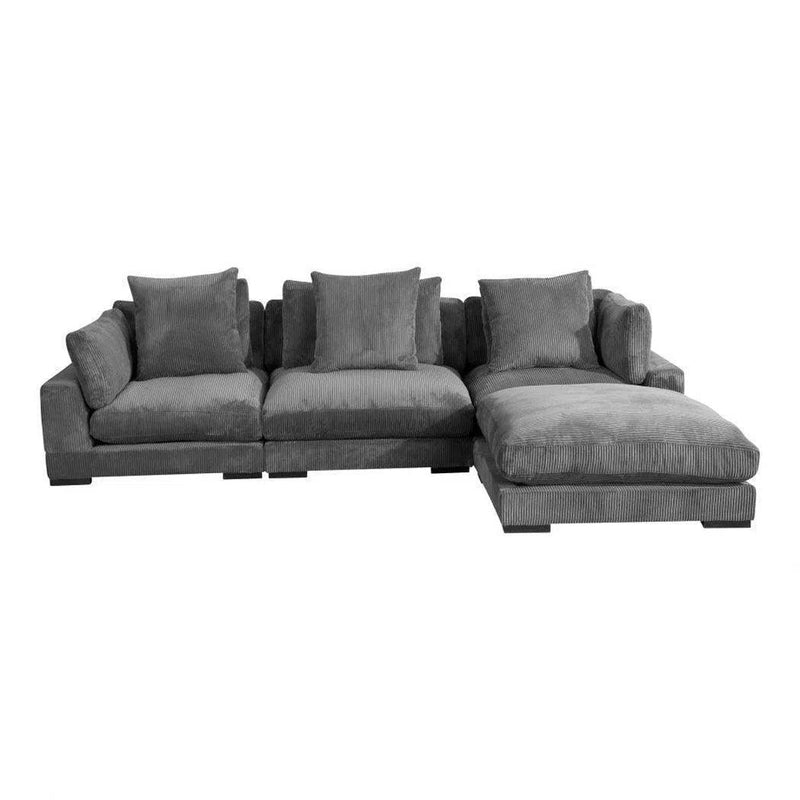 4 PC Grey Corduroy Reversible Modular Sofa