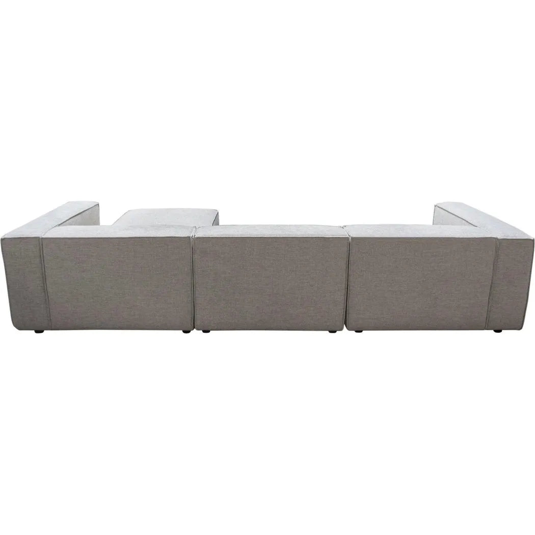 4 PC Set Beige Low Back Sectional Sofa With Ottoman