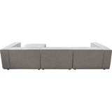 4 PC Set Beige Low Back Sectional Sofa With Ottoman