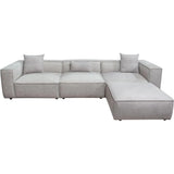 4 PC Set Beige Low Back Sectional Sofa With Ottoman