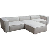 4 PC Set Beige Low Back Sectional Sofa With Ottoman