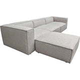 4 PC Set Beige Low Back Sectional Sofa With Ottoman