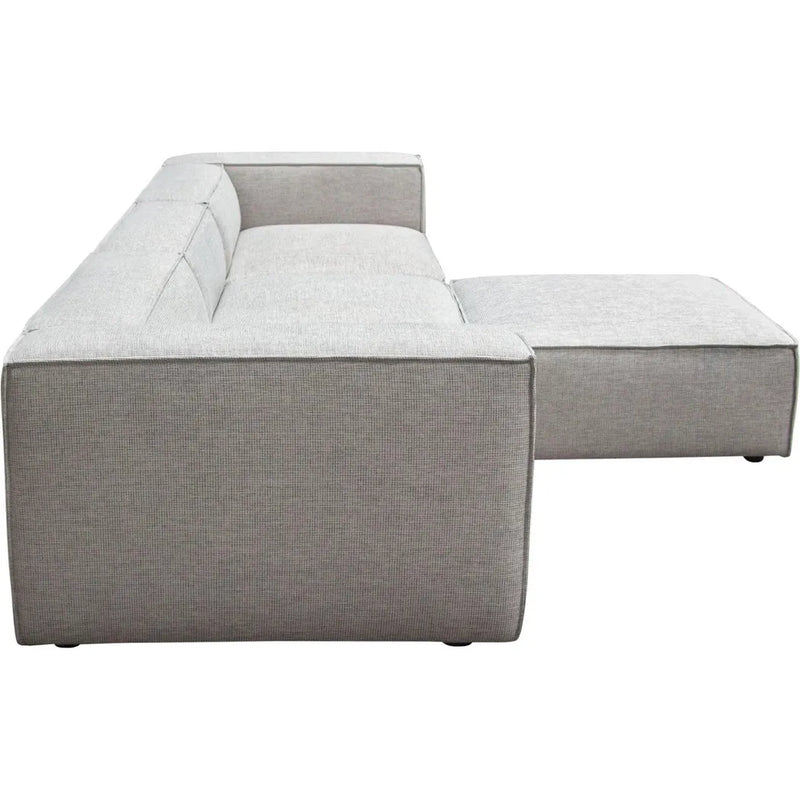 4 PC Set Beige Low Back Sectional Sofa With Ottoman