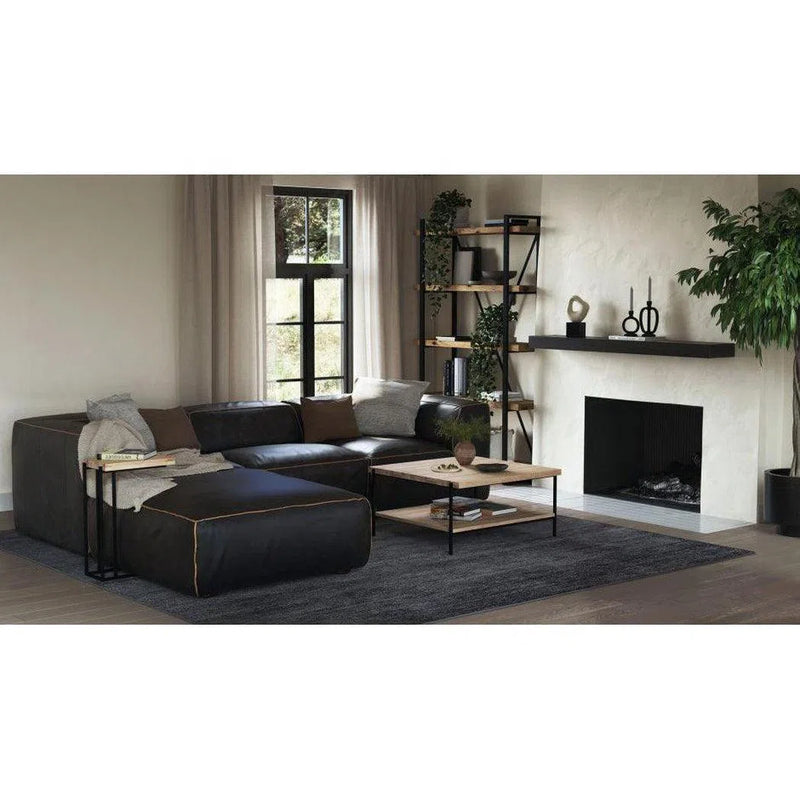 4 Piece Black Nubuck Leather Lounge Modular Scandinavian Sofa Modular Sofas LOOMLAN By Moe's Home