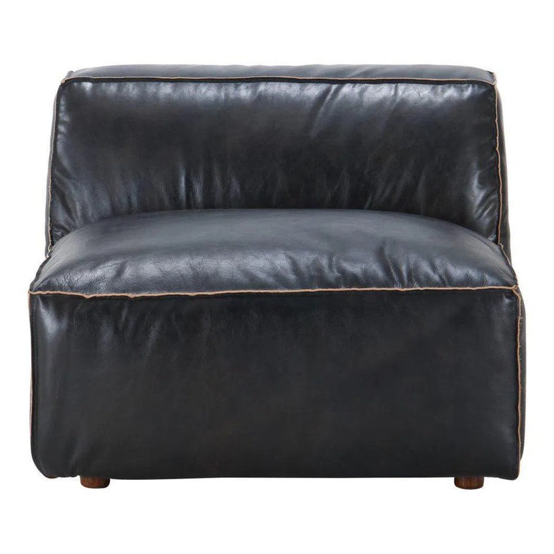 4 Piece Black Nubuck Leather Lounge Modular Scandinavian Sofa Modular Sofas LOOMLAN By Moe's Home