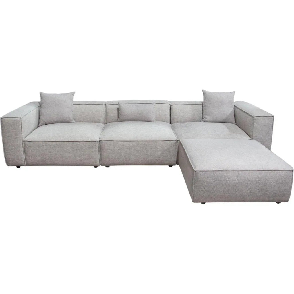 4 PC Set Beige Low Back Sectional Sofa With Ottoman - LOOMLAN - Diamond Sofa - Modular Sofas