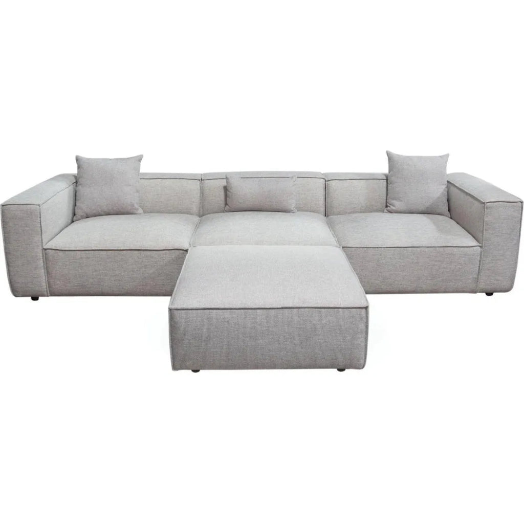 4 PC Set Beige Low Back Sectional Sofa With Ottoman - LOOMLAN - Diamond Sofa - Modular Sofas