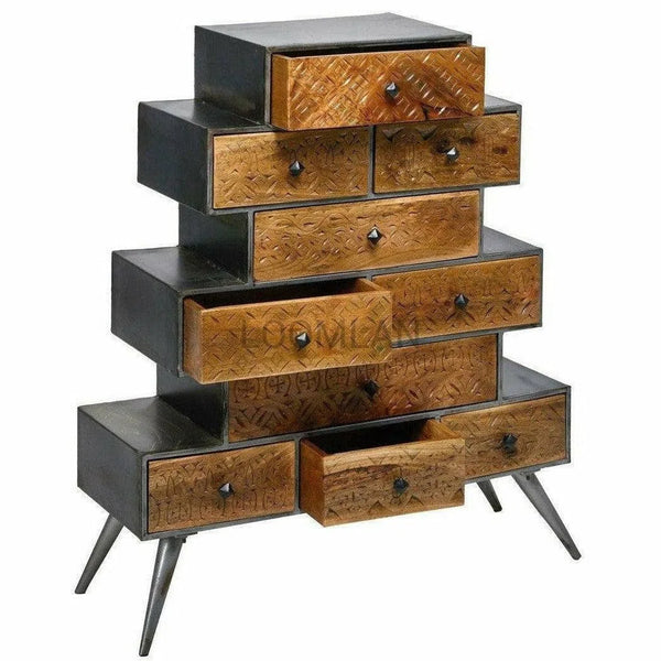 47x40" Apothecary Chest of 10 Drawers Wood Storage Cabinet Accent Cabinets LOOMLAN By LOOMLAN