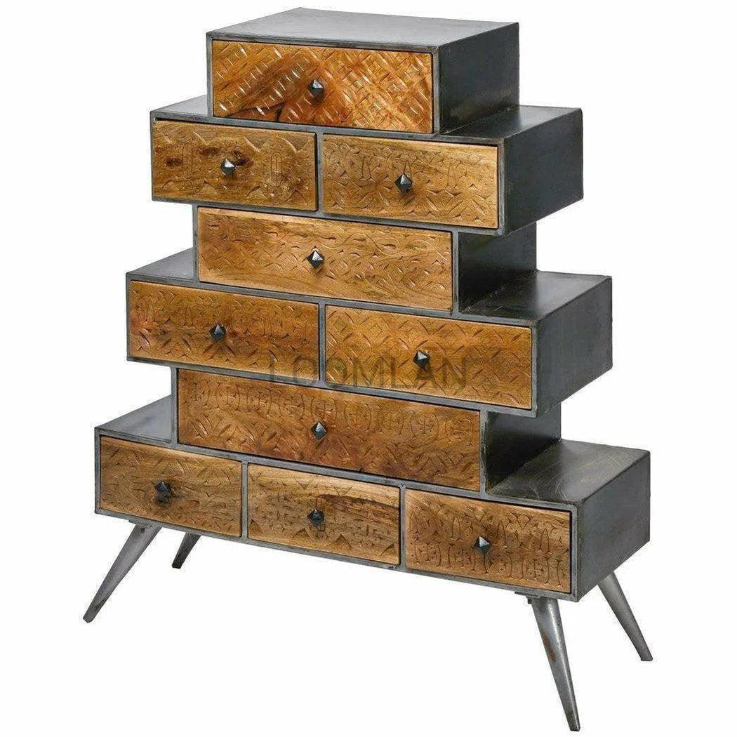 40" Apothecary Wood Chest of 10 Drawers