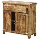 40" Reclaimed Wood Rustic Sideboard Cabinet 2 Doors Icebox Lock Sideboards LOOMLAN By LOOMLAN
