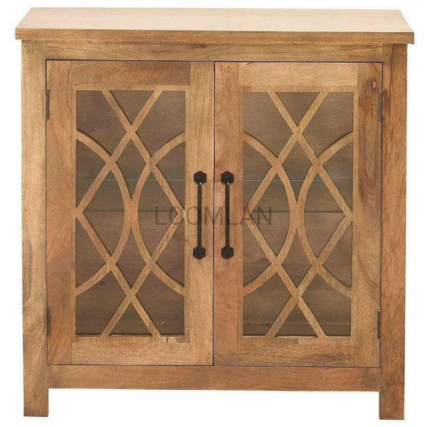 40" Slim Curio Cabinet With Trellis Glass Doors and Sides Accent Cabinets LOOMLAN By LOOMLAN