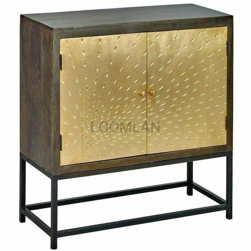 40" Square Accent Cabinet Brass (Gold) Doors Handmade Pattern Accent Cabinets LOOMLAN By LOOMLAN