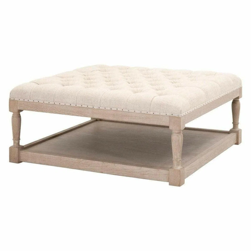 40" Square Townsend Cream Upholstered Coffee Table With Storage Coffee Tables LOOMLAN By Essentials For Living