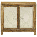 40" Wide Reclaimed Wood Silver Metal Doors Accent Cabinet Accent Cabinets LOOMLAN By LOOMLAN