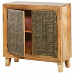 40" Wood Brass Accent Cabinet 2 Doors Zaley