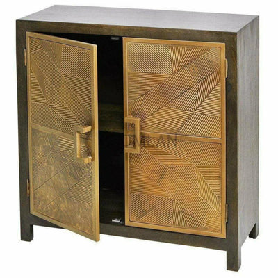 40" Modern Gold (Brass) Overlay Cabinet - LOOMLAN - LOOMLAN - Accent Cabinets