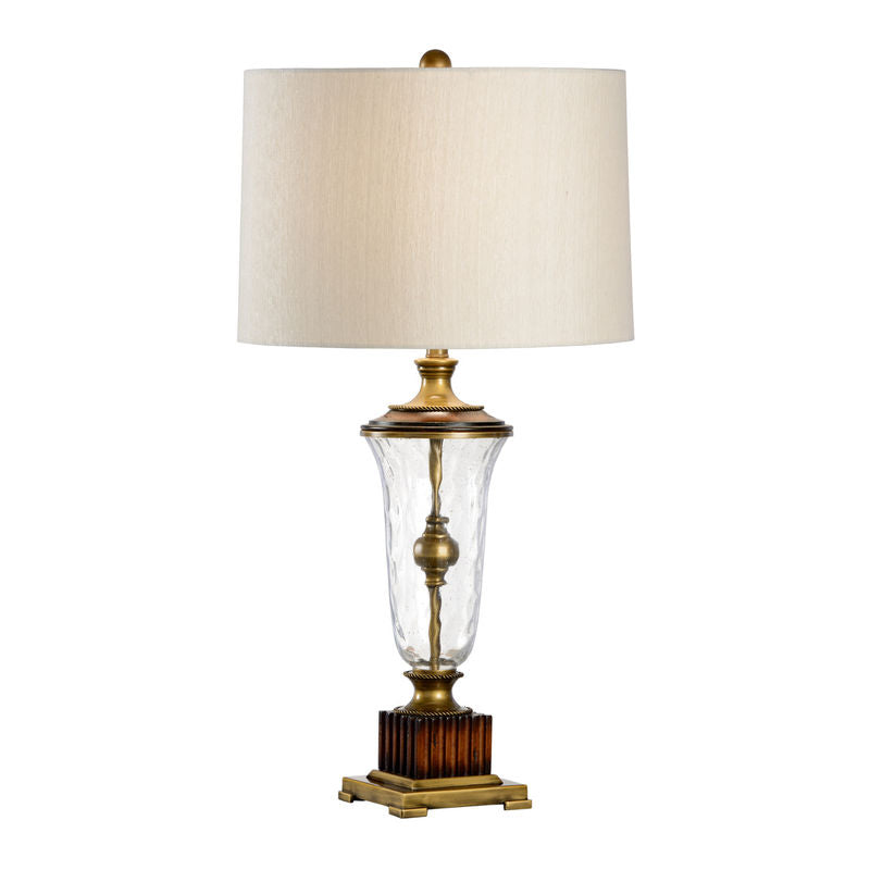 Crystal Brass And Wood Design Vase Table Lamp