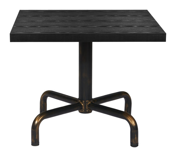 Neum Steel and Wood Black Square Bistro Table