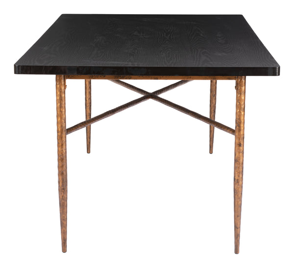 Nida Wood and Steel Black Rectangular Dining Table
