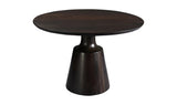 46" Dark Brown Wood Round Dining Table Pedestal Carved Base-Dining Tables-Moe's Home-LOOMLAN