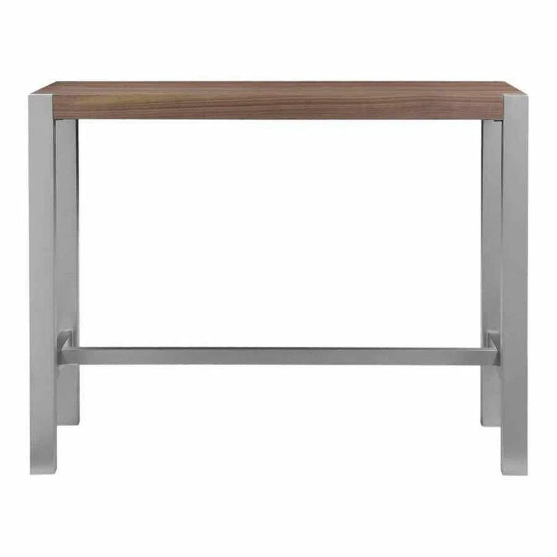 47" Counter Table Brown Top Stainless Steel Frame Counter Tables LOOMLAN By Moe's Home