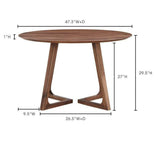 47 Inch Dining Table Round Brown Mid-Century Dining Tables LOOMLAN By Moe's Home