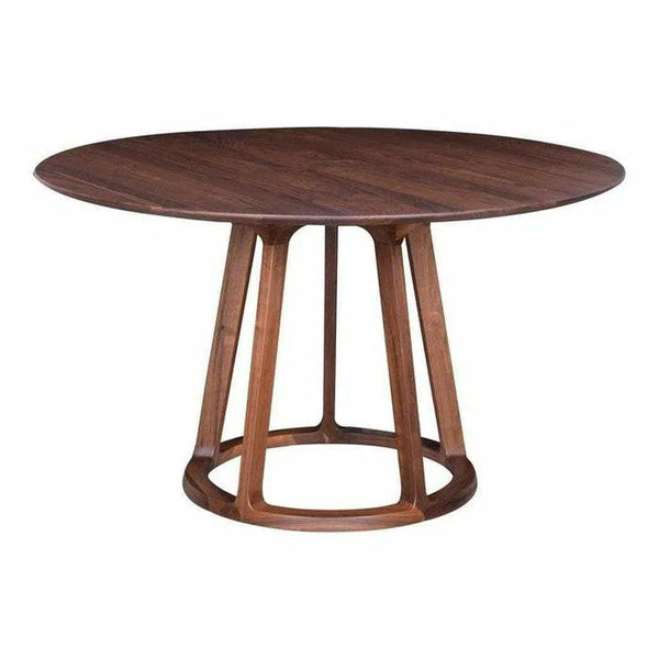 47 Inch Round Dining Table Brown Mid-Century